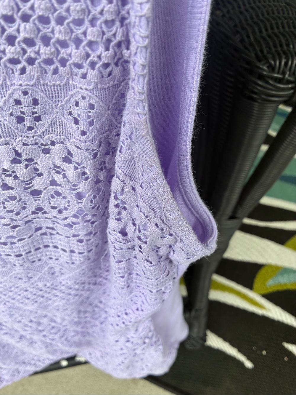 croft & barrow Light Purple Crochet Overlay Tank - Picture 5 of 9